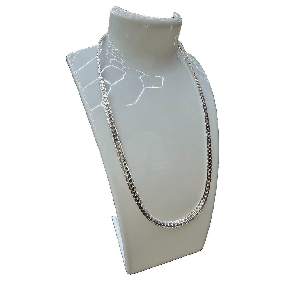 925 Silver Cuban Link Ribbed Finish Necklace 18” 5mm 17 Grams - Picture 4 of 7